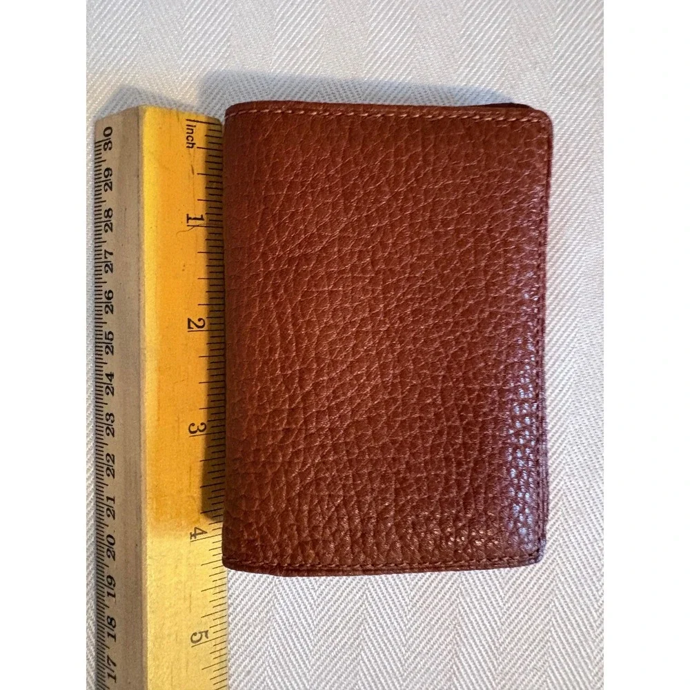 90s Polo Ralph Lauren Mens Pebbled Leather Bifold Card Case Wallet Cognac Brown‎